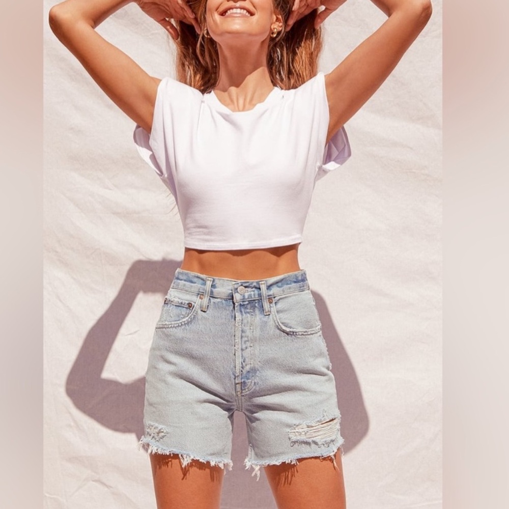 Agolde Riley Distressed Denim Shorts